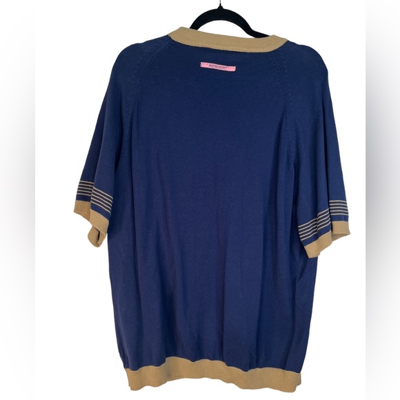 Vintage Retro Fox Argyle Sweater pink & blue 2 XL - Picture 2 of 7